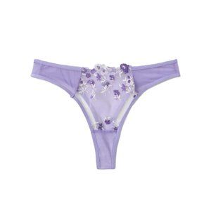 Embroidery Mesh Lingerie Thong